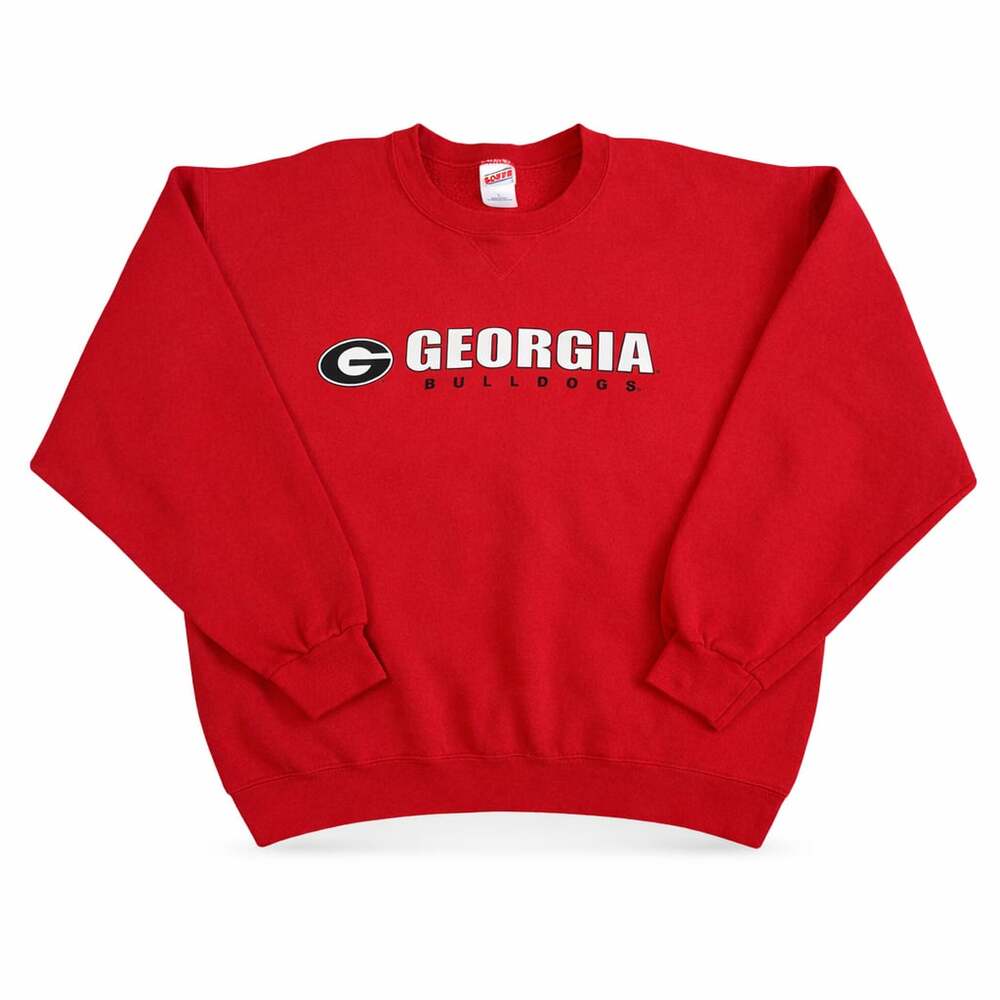 Vintage 90s Soffe Georgia Bulldogs UGA Embroidered Red Crewneck Sweatshirt Large